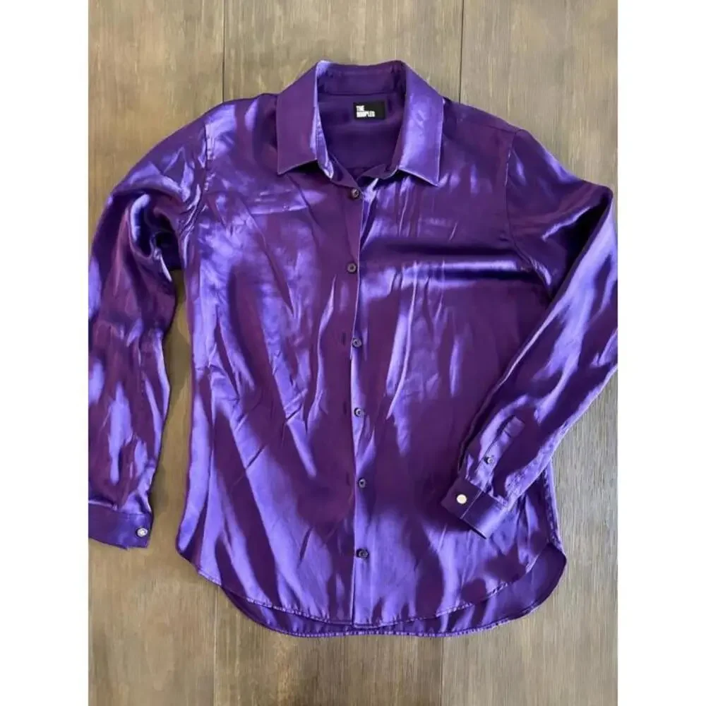 Women’s Silk Button-Up Shirt The Kooples Purple Size EU 1 (US XS/S) - Picture 1 of 11